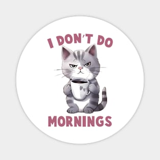 I don't do mornings Cat Funny Quote Hilarious Sayings Humor Magnet